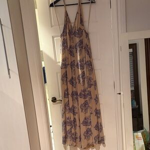 Elegant Cream and Purple Floral Maxi jumpsuit